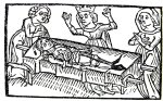 Medieval woodcut from the legend Tristan and Isolde